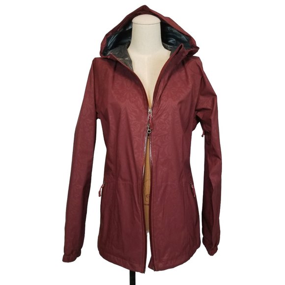 Athleta Drizzle Rain Shell Jacket Cherrywood Red Wallflower Sz Medium - Picture 5 of 12